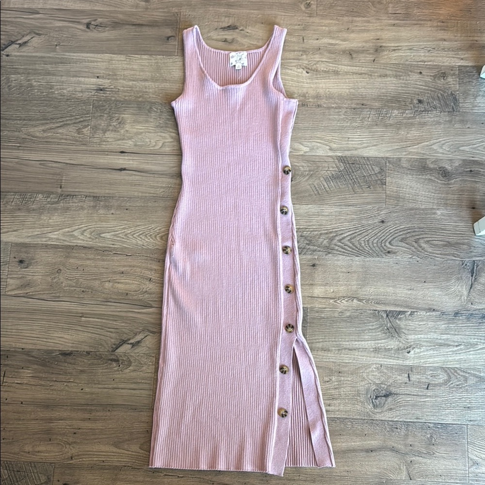 Hippie Rose Pink Sheath Midi Dress Scoop Neck Sleeveless